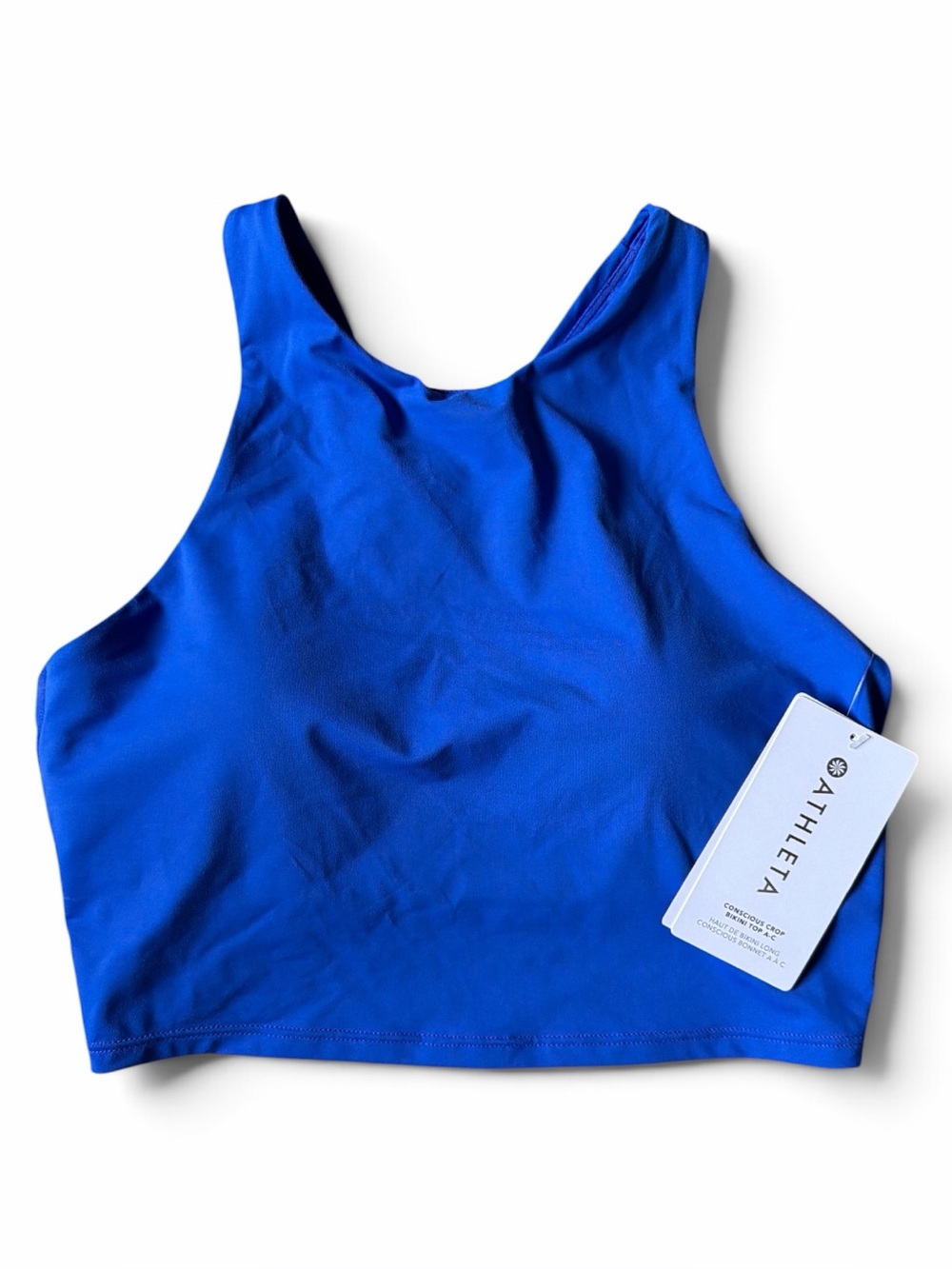 Athleta Cobalt Blue Conscious Crop Bikini Top - NWT High Neck Swim Size Medium